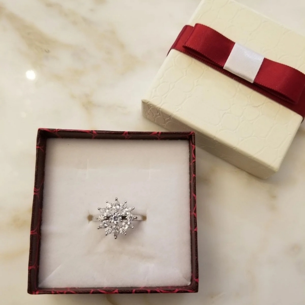 Silver Flower Statement Ring - image 1